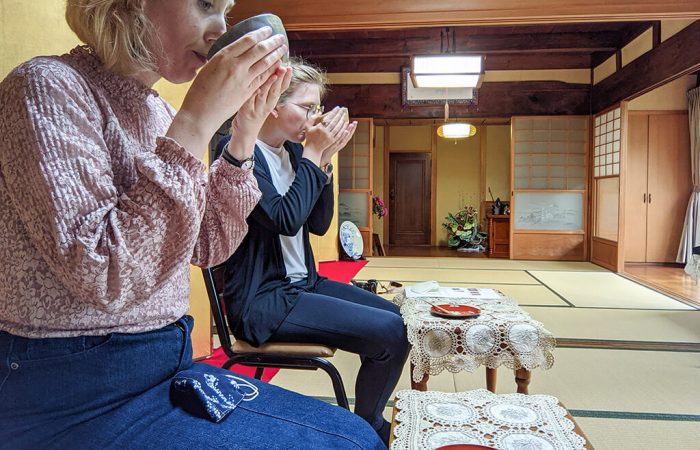 Drinking tea at a tea ceremony