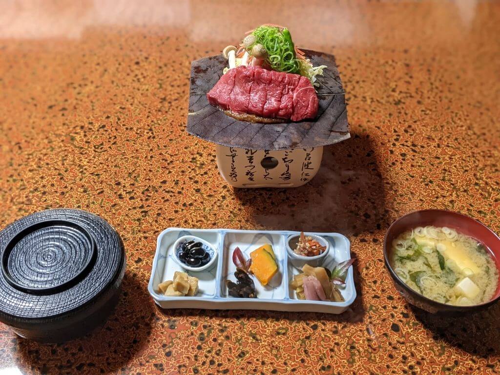 Hoba Miso with steak lunch set